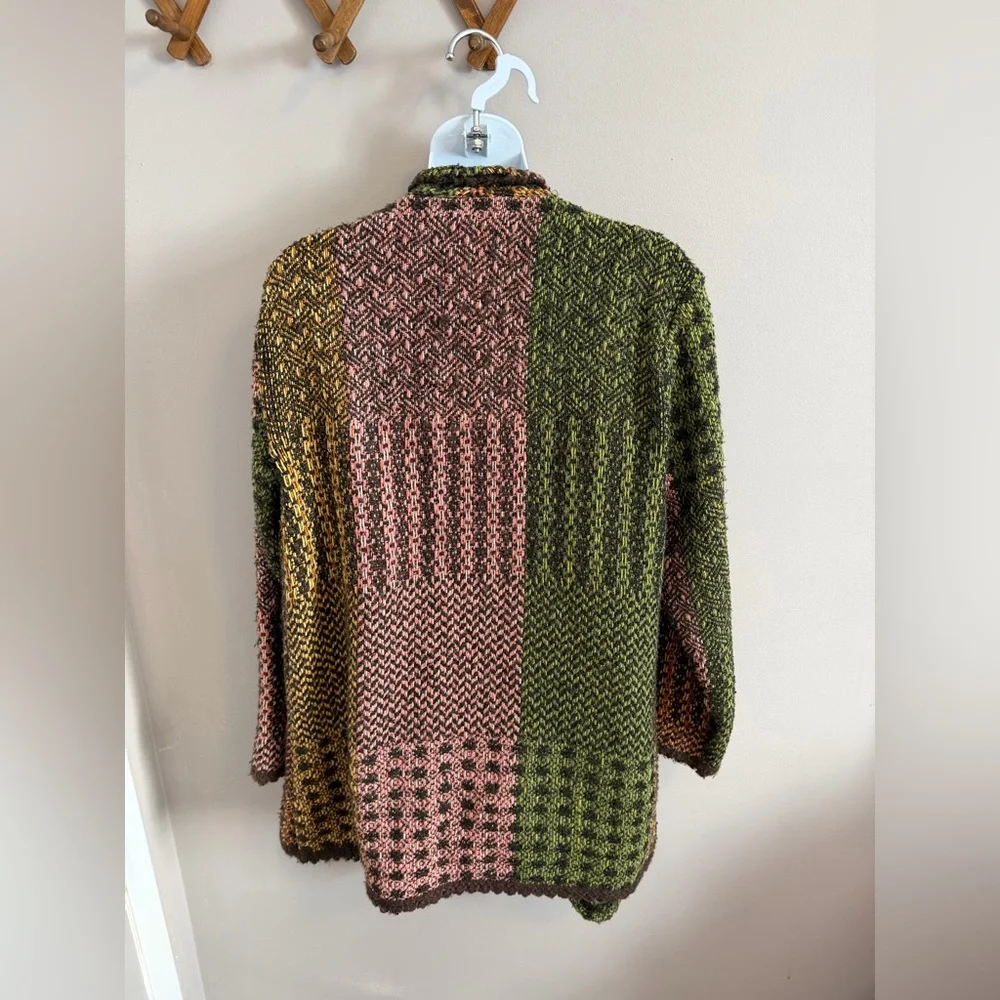 Orvis Green Pink Wool Blend Waterfall Cardigan M - Picture 3 of 4